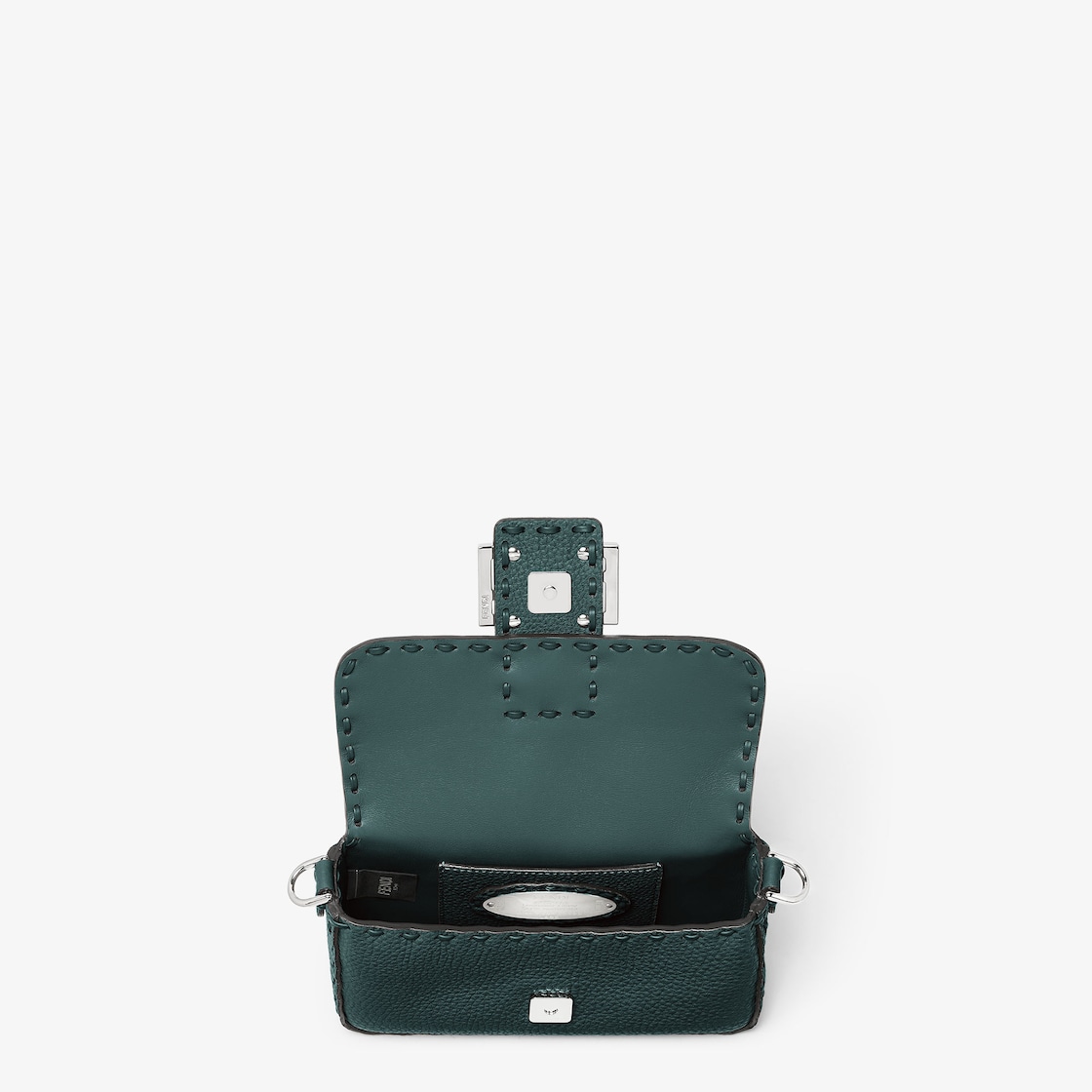 FENDI Baguette® Mini Dark green Selleria bag with 309 hand-sewn topstitches - Image 6